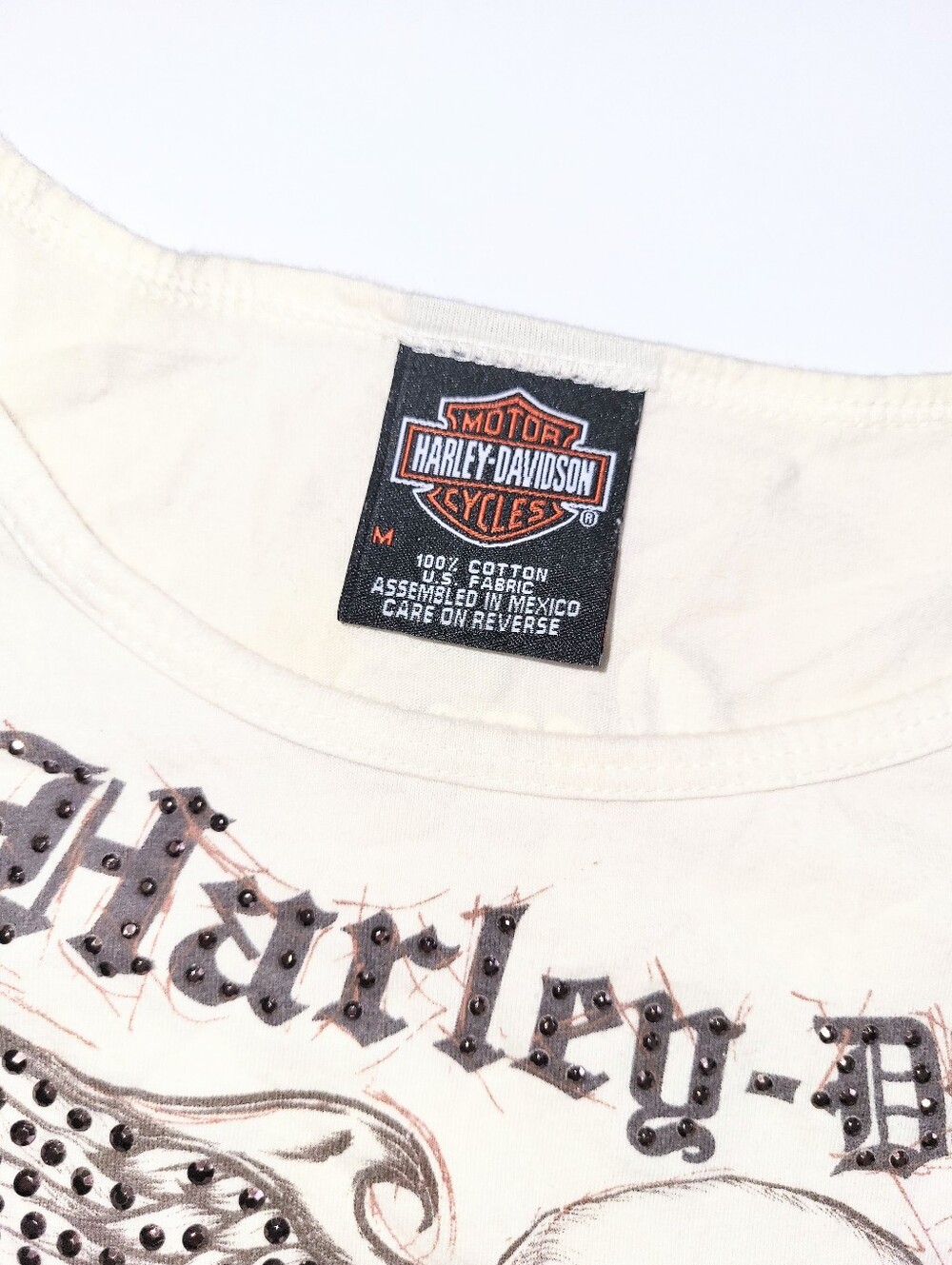 Harley Davidson Skull & Jeweled Wings Graphic Tshirt Biker Tee Medium - Picture 4 of 12